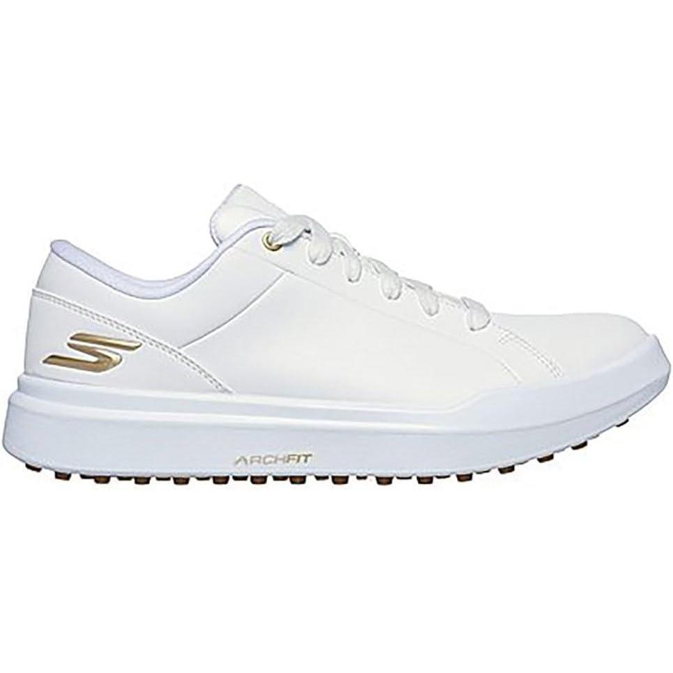 imageSkechers Womens Drive 6 Arch Fit Leather Relaxed Fit Waterproof Golf ShoeWhiteGold