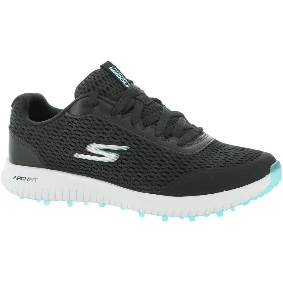 imageSkechers Womens Go Max Arch Fit Spikeless Golf Shoe SneakerBlackTurquoise Mesh