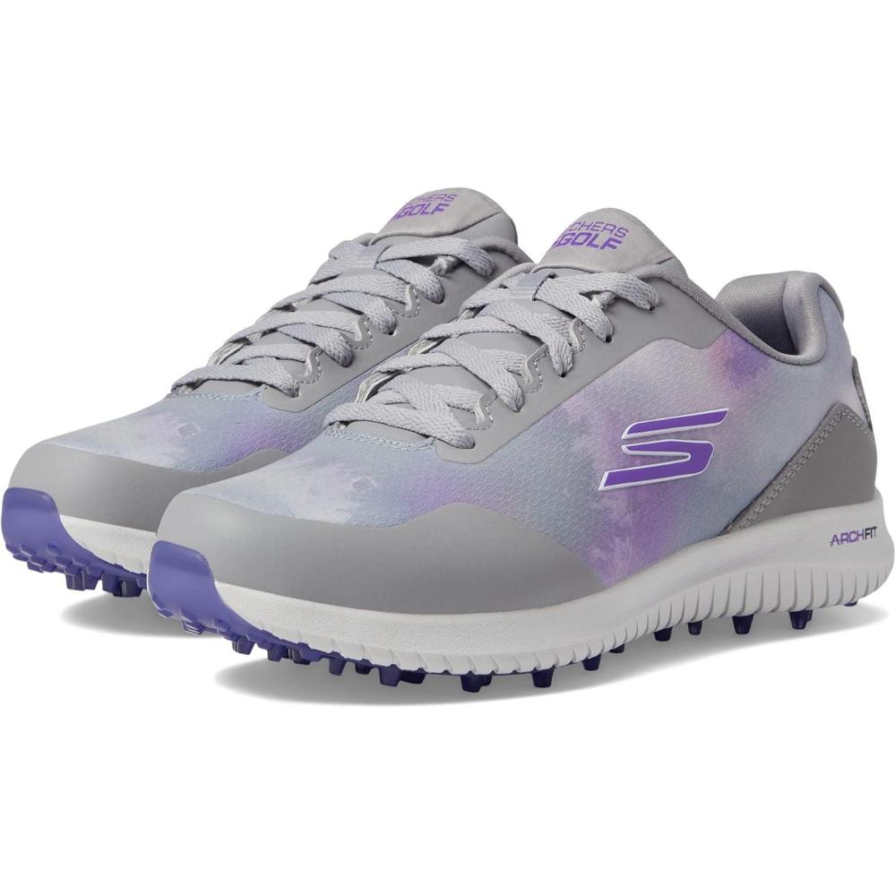 imageSkechers Womens Go Max Arch Fit Spikeless Golf Shoe SneakerGrayPurple Splash Waterproof