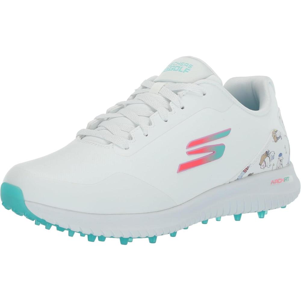 imageSkechers Womens Go Max Arch Fit Spikeless Golf Shoe SneakerWhite Dogs Waterproof