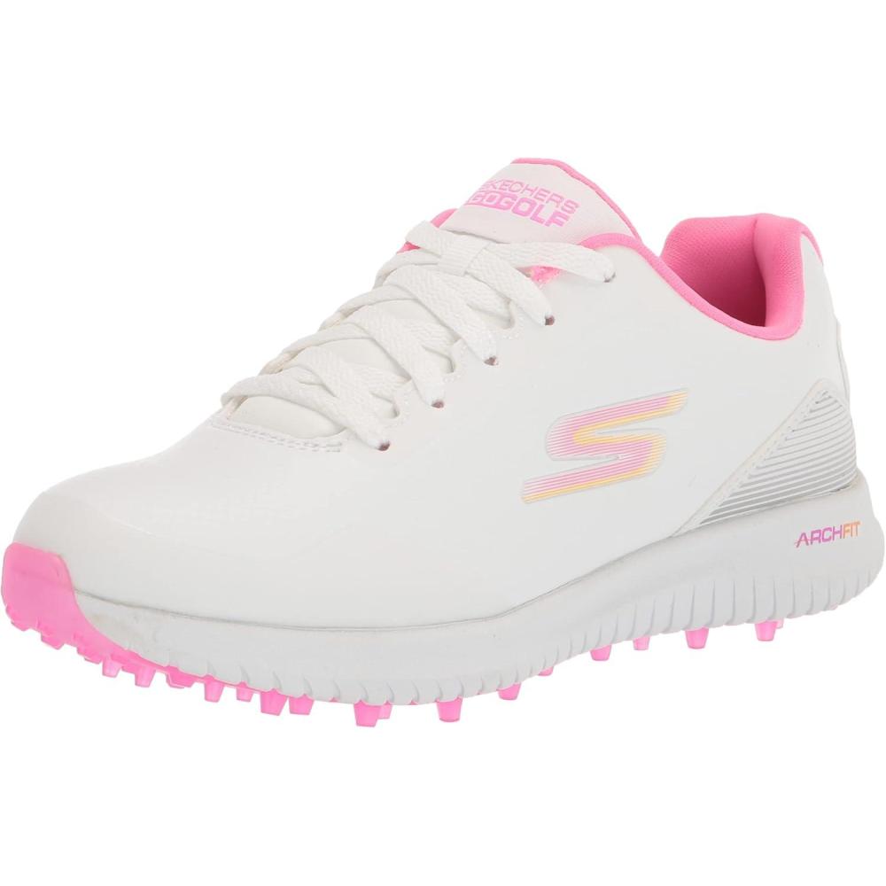 imageSkechers Womens Go Max Arch Fit Spikeless Golf Shoe SneakerWhitePink Waterproof