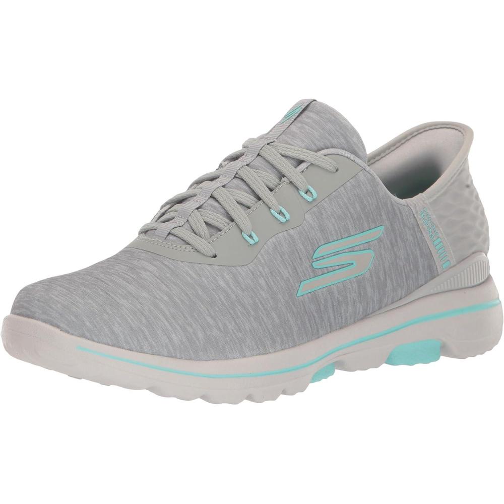 imageSkechers Womens Go Walk 5 Relaxed Fit Slipin Golf ShoeSneakerGrayAqua