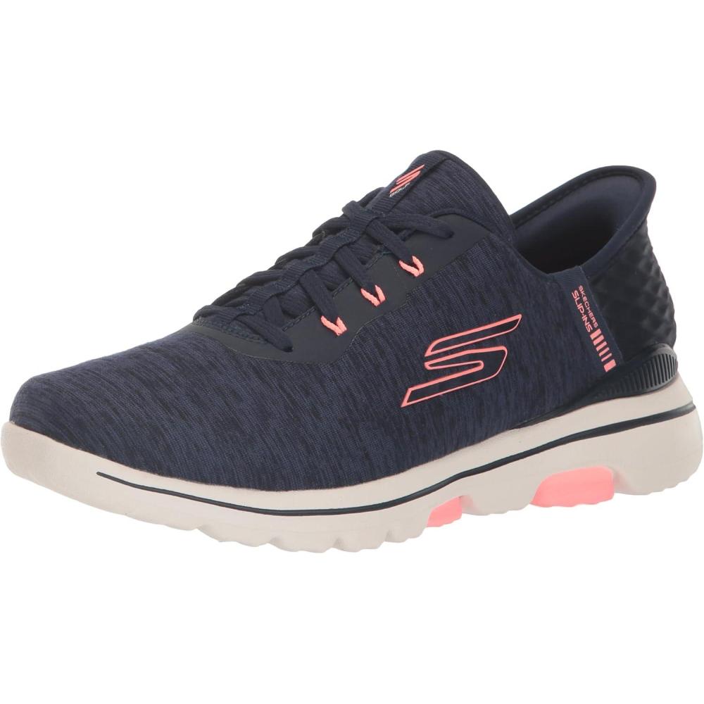 imageSkechers Womens Go Walk 5 Relaxed Fit Slipin Golf ShoeSneakerNavyPink