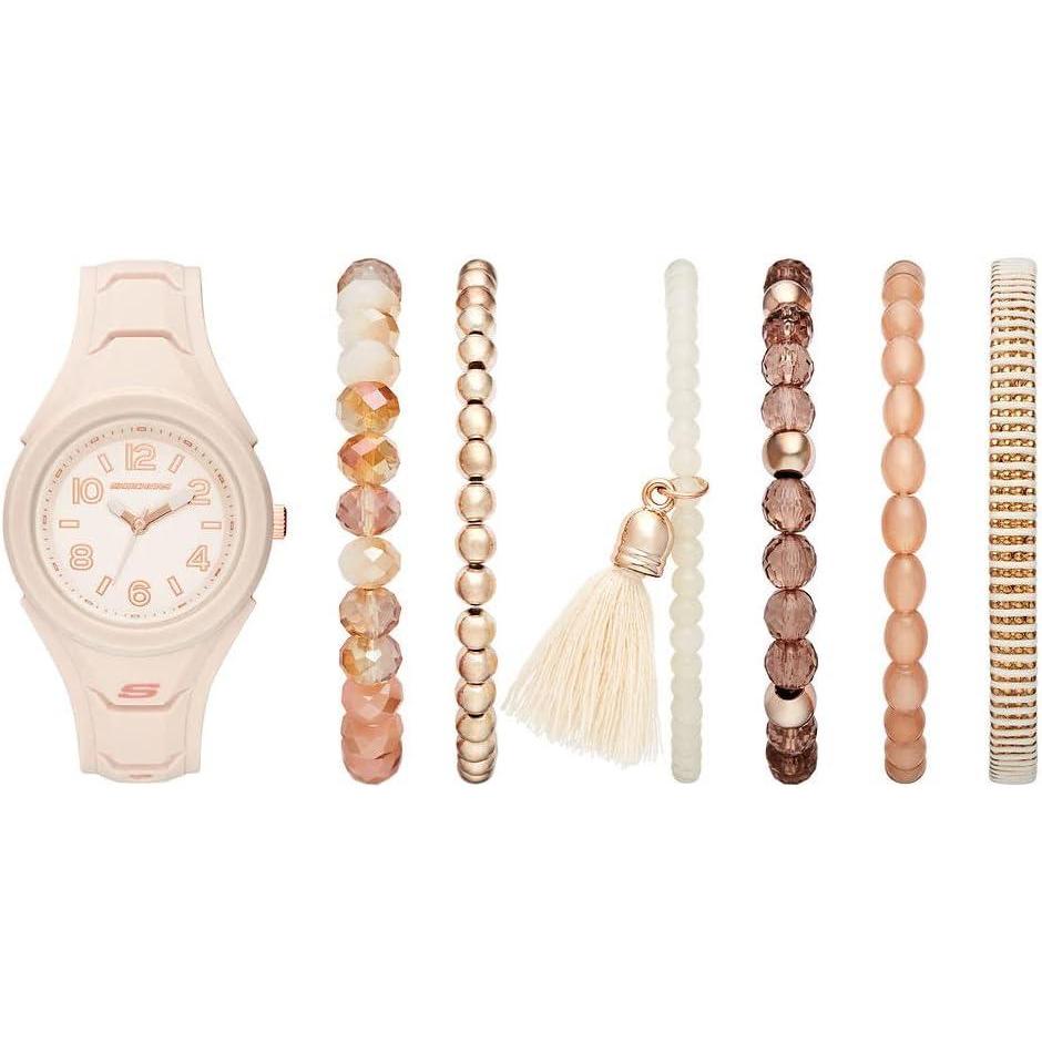 imageSkechers Womens Sets Quartz Silicone Watch and Bracelet Gift Set Color Pink Model SR9020