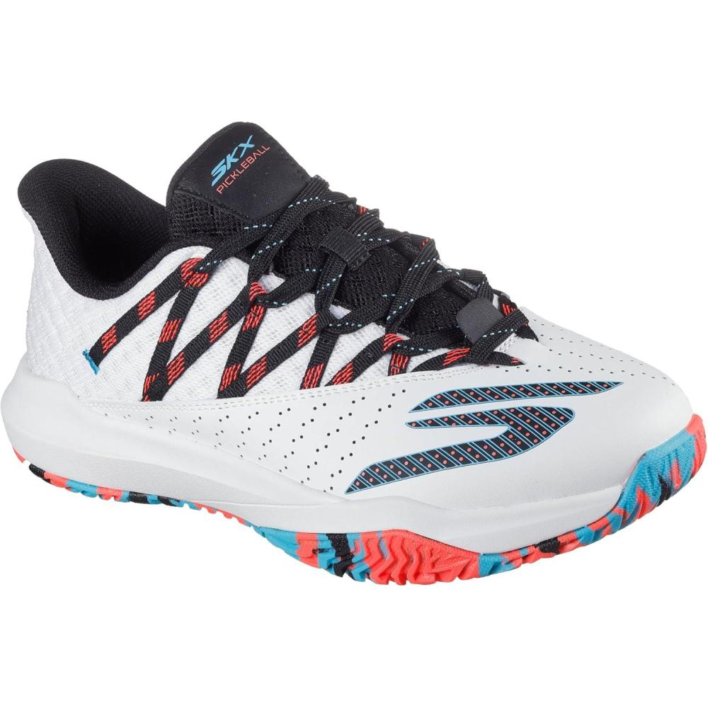 imageSkechers Womens Viper Court Rally Pickleball SneakerWhitePinkLight Blue