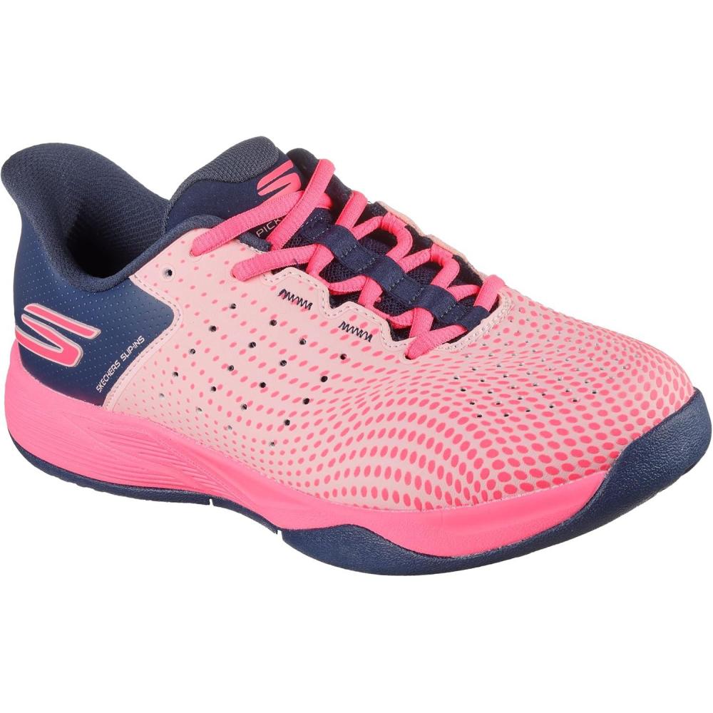 imageSkechers Womens Viper Court Reload Hands Free SlipIns SneakerPinkGrey