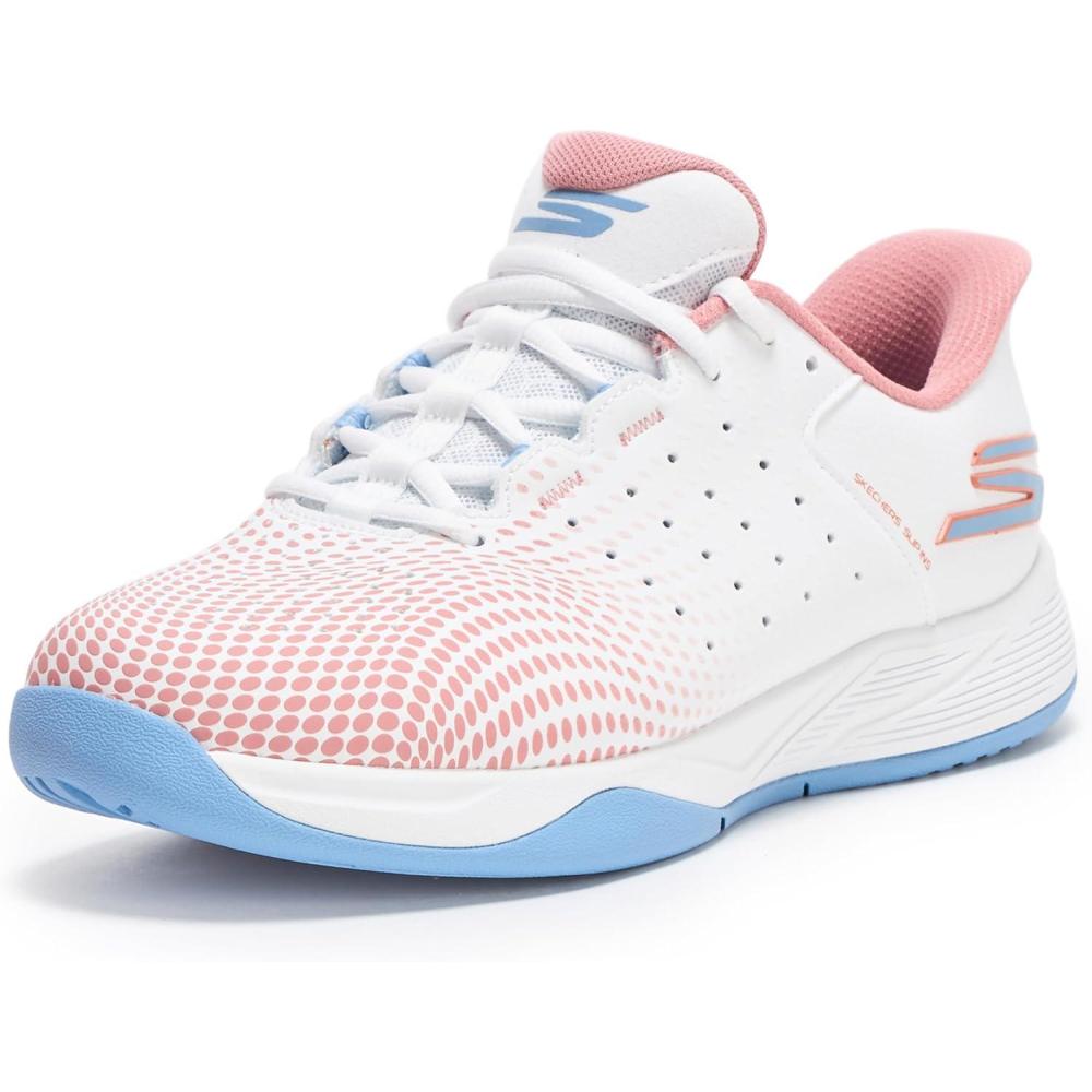 imageSkechers Womens Viper Court Reload Hands Free SlipIns SneakerWhiteLight BluePink
