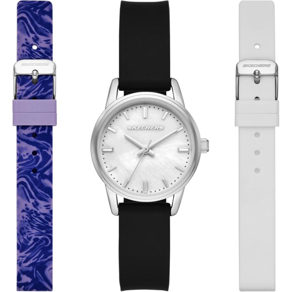 imageSkechers Womens Watch and Interchangeable Band Gift SetBlackPurpleWhite