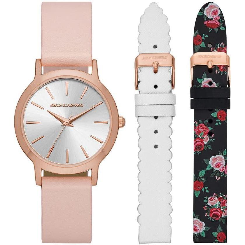 imageSkechers Womens Watch and Interchangeable Band Gift SetRoseFloral Band Set