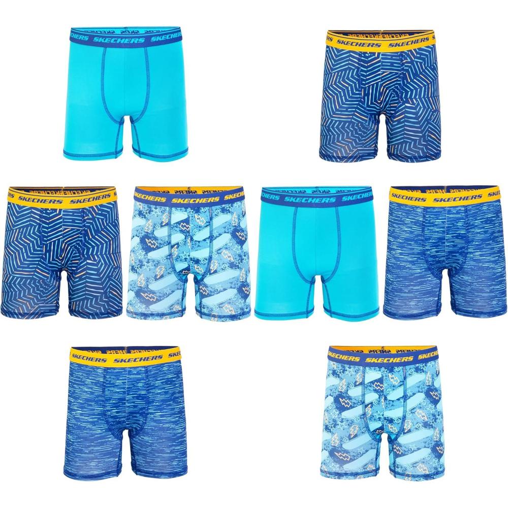 imageSkechers boys Amazon Exclusive 8pk Athletic Boxer Briefs With Unique Prints in Sizes 23t 4 6 8 and 108pack Skate Bxrbr