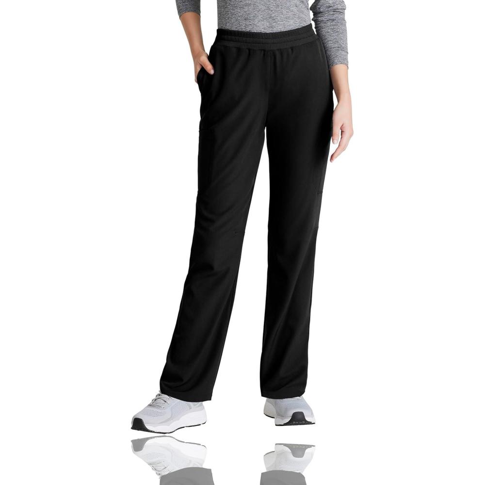 imageSkechers by BARCO Vitality Aura Classic Fit Straight Leg Scrub Pant for Women MidRise 5Pocket Bottom with 4way StretchBlack