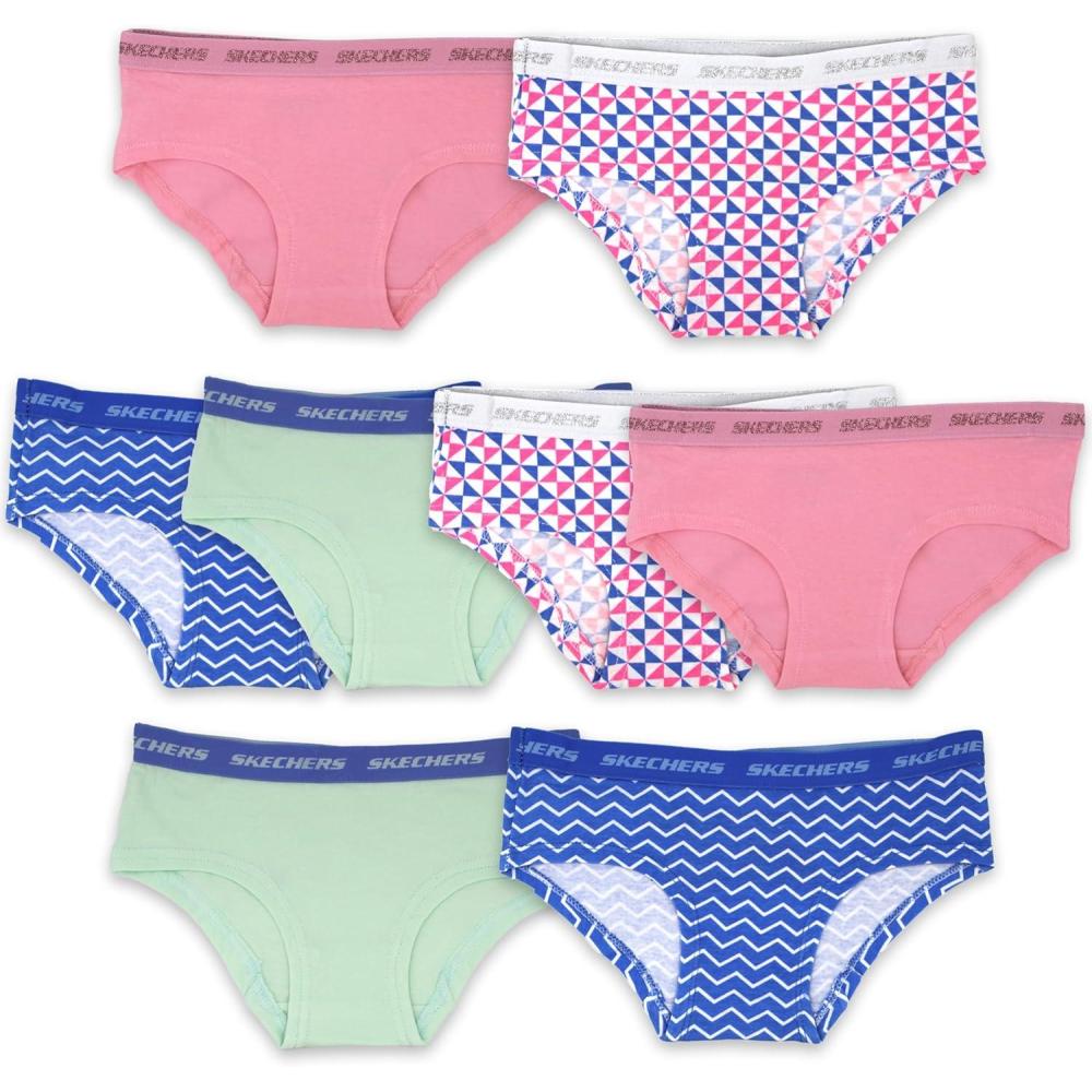 imageSkechers girls Amazon Exclusive Combed Cotton Blend Panties With Unique Prints and Pack Sizes Sizes 23t 4 6 8 and 108pack Geo Mix