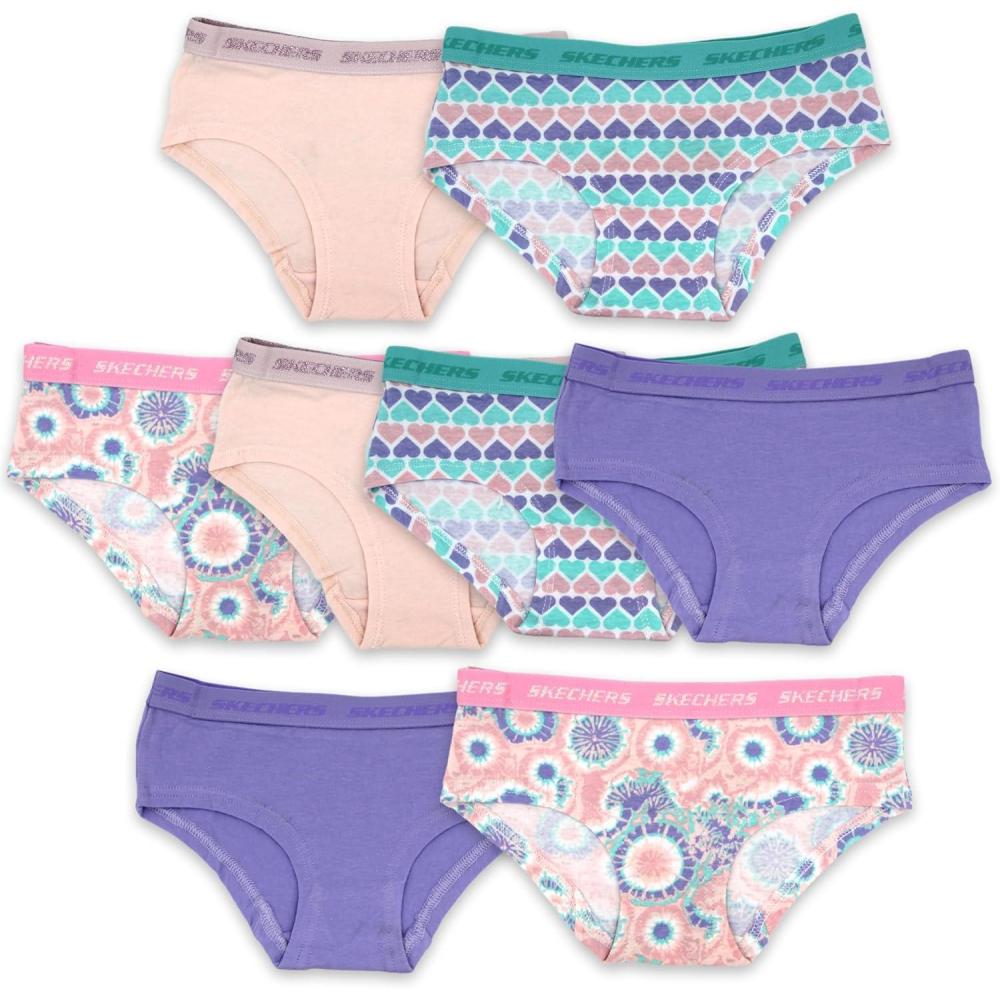 imageSkechers girls Amazon Exclusive Combed Cotton Blend Panties With Unique Prints and Pack Sizes Sizes 23t 4 6 8 and 108pack Heart