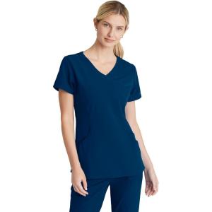 BARCO Skechers Vitality Charge Scrub Top for Women – V-Neck Medical Top, 4-Way Stretch Women’s Scrub Top(Navy)