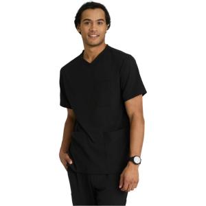 BARCO Skechers Vitality Crew Scrub Top for Men – Crossover V-Neck Medical Top, 4-Way Stretch Men’s Scrub Top(Black)