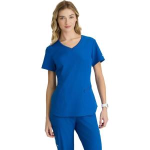 BARCO Skechers Vitality Electra Classic Fit Scrub Top for Women’s 3-Pocket V-Neck Top with Moisture Wicking Fabric(New Royal)