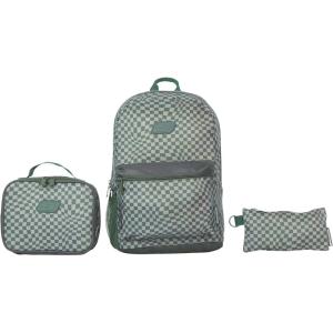 Skechers 365 Utility Backpack Set: College Backpack, Insulated Lunch Box & Pencil Case. Laptop Bag, Multipurpose Back Pack (Olive Checker)(Olive Checker)