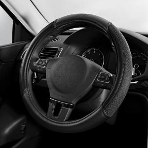 Skechers Air-Cooled Steering Wheel Cover,Leather Car Steering Wheel Cover Universal Fit 14″ 1/2-15″ Car Wheel Protector for Men Women Fit Suvs,Vans,Sedans,Car,Trucks,Black(Black)