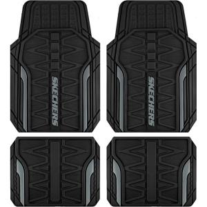 Skechers Car Floor Mats,Heavy Duty Rubber Car Mats Full Set,All Weather Floor Mats,Waterproof Trim to Fit Universal Floor Liner Car Accessories,Automotive Floor Mats for Cars Trucks SUV,Blue(Grey)