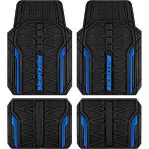 Skechers Car Floor Mats,Heavy Duty Rubber Car Mats Full Set,All Weather Floor Mats,Waterproof Trim to Fit Universal Floor Liner Car Accessories,Automotive Floor Mats for Cars Trucks SUV,Blue(Blue)