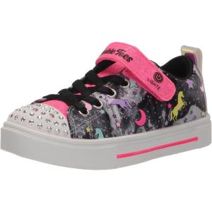 Skechers Kids Girl’s Twinkle Sparks Ice – Heather – Light-Up Sneakers, Cushioned Comfort, Flexible Sole(Black/Multi)