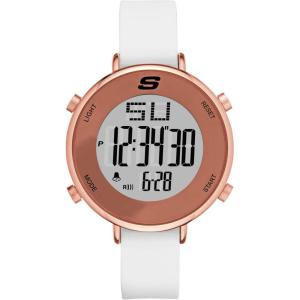 Skechers Magnolia Digital Silicone Watch for Women(Rose Gold  White)