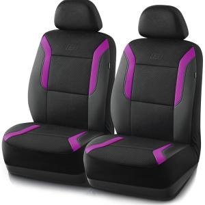 Skechers Memory Foam Car Seat Covers, Air Cool Mesh Thick Seat Covers, Car Seat Full Sets, Airbag Compatible, Automotive Comfort Protection for Most Cars,Vans,Trucks, SUVs,Red(Black and Purple)