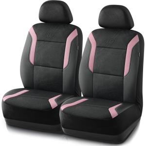 Skechers Memory Foam Car Seat Covers, Air Cool Mesh Thick Seat Covers, Car Seat Full Sets, Airbag Compatible, Automotive Comfort Protection for Most Cars,Vans,Trucks, SUVs,Red(Black and Pink)