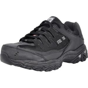 Skechers Mens Cankton Steel Toe Construction Shoe – Electrical Hazard Rated, Memory Foam(Black/Black)
