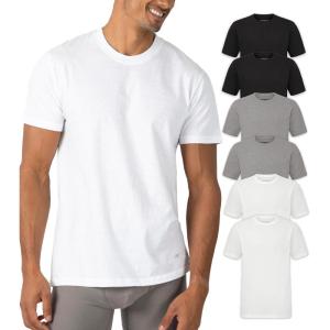 Skechers Men’s Classic Fit Crew Neck Undershirts – Tag-Free, Lightweight, Moisture-Wicking Cotton Blend T-Shirts, 6 Pack Set(White/Grey/Black)