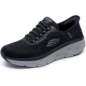 Skechers Mens D’lux Walker 2.0 Rezinate Hands Free Slip-in(Black/Grey)