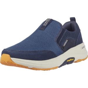 Skechers Mens Go Walk Outdoor – Athletic Slip-on Trail Hiking Shoes with Air Cooled Memory Foam(Navy/Yellow)