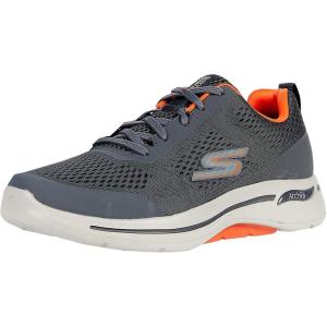 Skechers Mens Gowalk Arch Fit-Athletic Workout Walking Shoe with Air Cooled FoamSneaker(Charcoal/Orange)