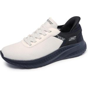 Skechers Mens Hands Free Slip-ins Bobs Squad Chaos – Solid Tour(Black White)