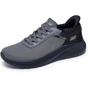 Skechers Mens Hands Free Slip-ins Bobs Squad Chaos – Solid Tour(Dark Gray)