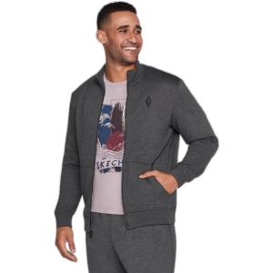 Skechers Men’s Hoodless Hoodie GO WALK Everywhere Full Zip Mock Neck Jacket(Heather Charcoal)