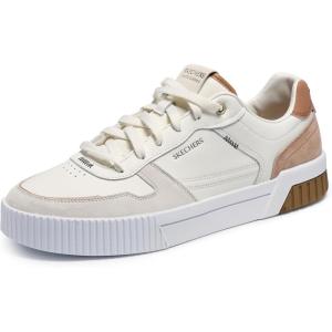 Skechers Mens Jade Kovos Leather and Suede Lace-up Sneakers(Natural/Brown)