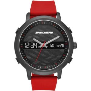 Skechers Men’s Lawndale Quartz Silicone Casual Sports Analog-Digital Watch, Color: Black, Red (Model: SR5073)