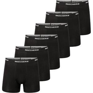 Skechers Men’s Underwear Boxer Briefs 6-Pack, Contoured Pouch, Moisture Wicking, No Ride Comfort, Breathable Cotton(Black)