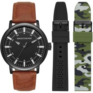Skechers Men’s Watch and Stackable Bracelet or Interchangeable Band Gift Set(Black/Camo Band Set)