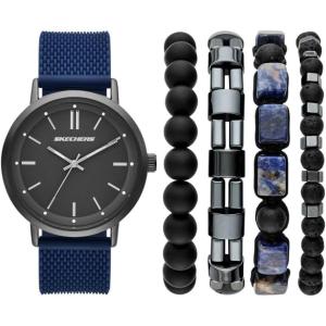 Skechers Men’s Watch and Stackable Bracelet or Interchangeable Band Gift Set(Blue/Black)