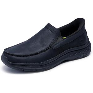 Skechers USA Men’s Pollard-Osgood Moc Toe Loafers(Black/Black)