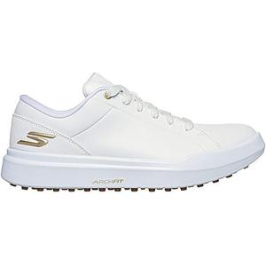 Skechers Womens Drive 6 Arch Fit Leather Relaxed Fit Waterproof Golf Shoe(White/Gold)