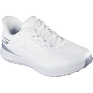Skechers Womens Flight Slip-in Spikeless Golf Shoe(White Silver)