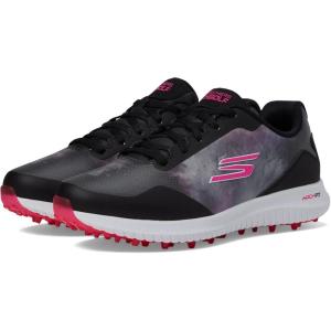 Skechers Women’s Go Max Arch Fit Spikeless Golf Shoe Sneaker(Black/Pink Splash Waterproof)