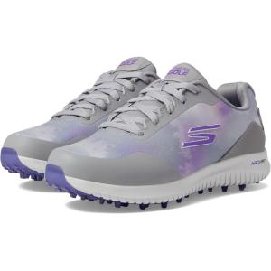 Skechers Women’s Go Max Arch Fit Spikeless Golf Shoe Sneaker(Gray/Purple Splash Waterproof)