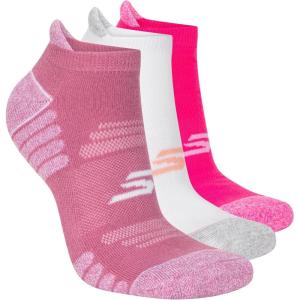 Skechers Women’s Performance Pickleball Low Cut Odor Control & Mesh Ventilation Socks (3-Pack)(Velvet Dust/White/Knockout Pink)