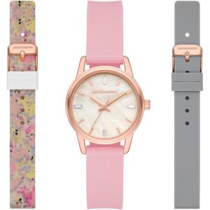 Skechers Women’s Watch and Interchangeable Band Gift Set(Pink/Gray/Neutral Print)