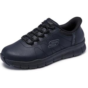 Skechers Women’s Work Hands Free Slip Ins Nampa-Cottonbud Bungee Athletic Sr Shoes(Black)