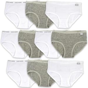 Skechers girls Amazon Exclusive Combed Cotton Blend Panties With Unique Prints and Pack Sizes, Sizes 2/3t, 4, 6, 8 and 10(10-pack Solid Core)